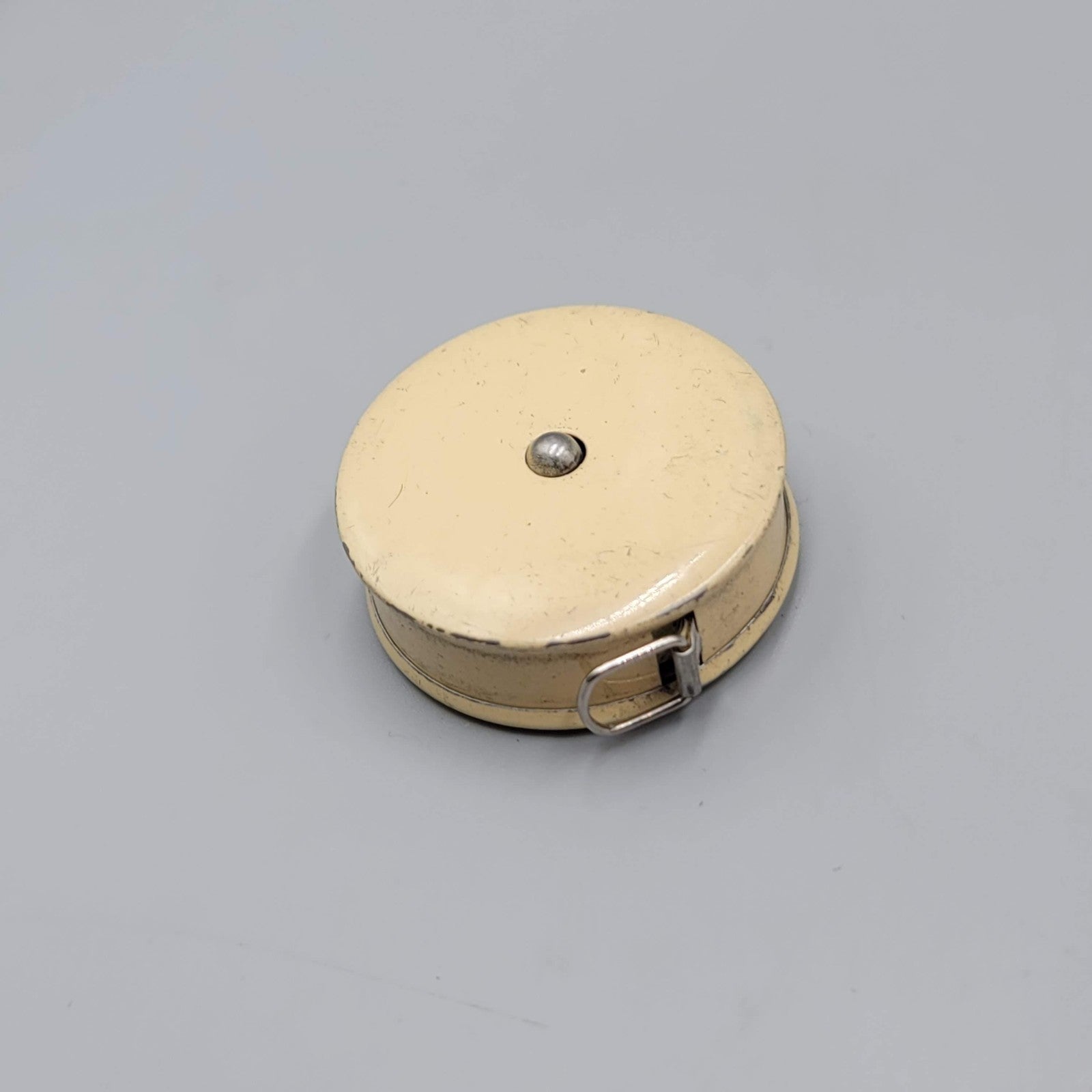Vintage Metal Retractable Tape Measure Made USA with Pink Fabric Pouch Sewing