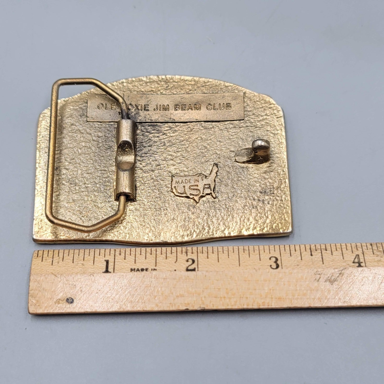 Vintage Jim Beam Belt Buckle Mens Brass Tone 1985 Las Vegas Convention DICE