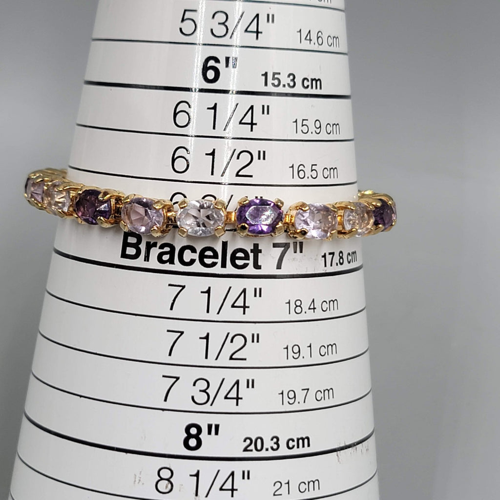Vintage Purple Crystal Tennis Bracelet 6.75 in