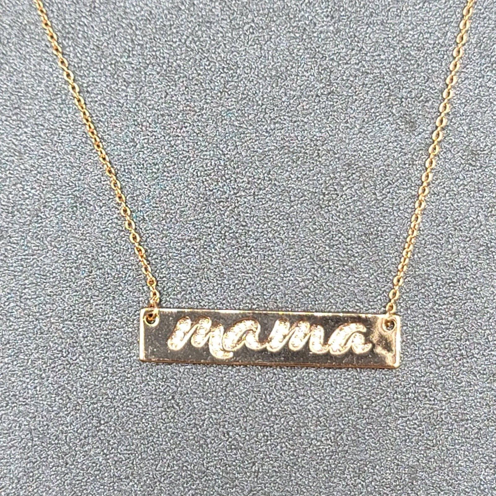 ORIGAMI OWL Necklace Rose Gold tone MAMA Bar Pendant Crystal Mom Mother 16" -18"