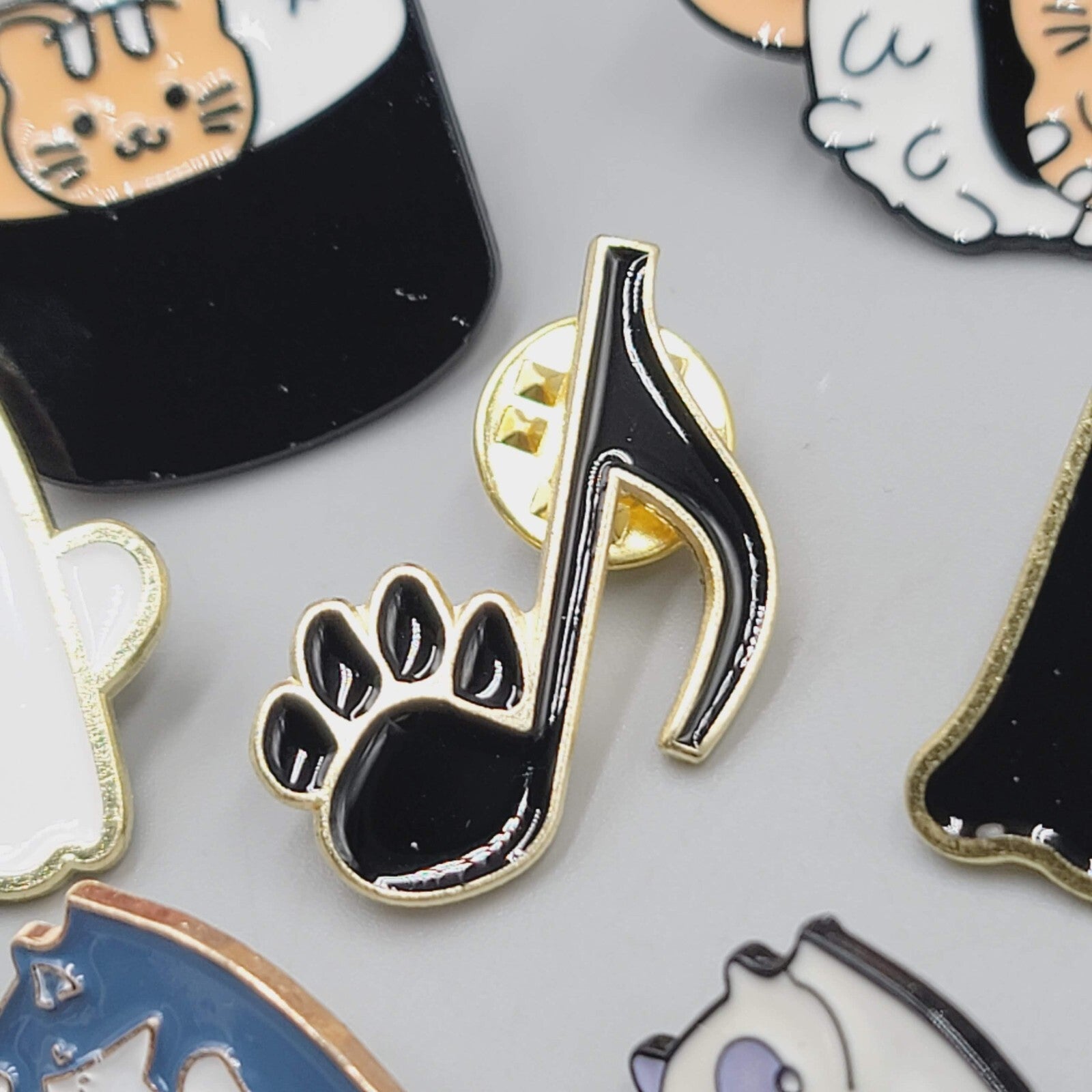 Lot of 7 Cat Theme Enamel Lapel Hat Pin Kitty Cats