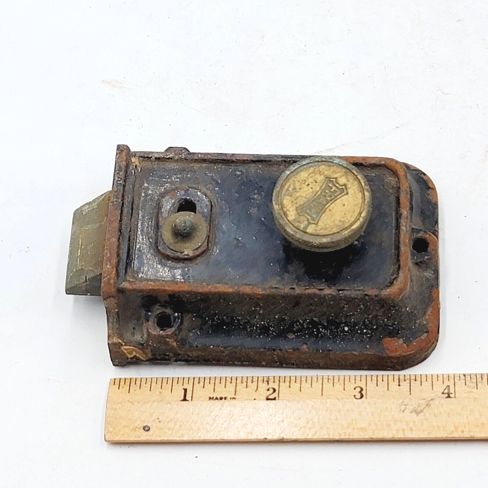 Vintage Fraim Surface Rim Night Lock Latch No Keeper Salvage Reclaimed