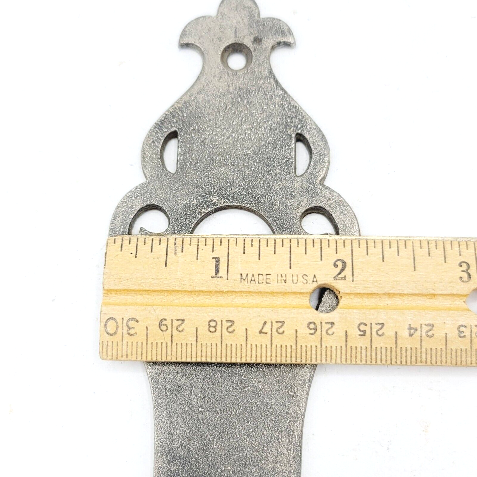 Vintage Cast Iron Flat Doorknob Back Plate Skeleton Keyhole Ornate Salvage