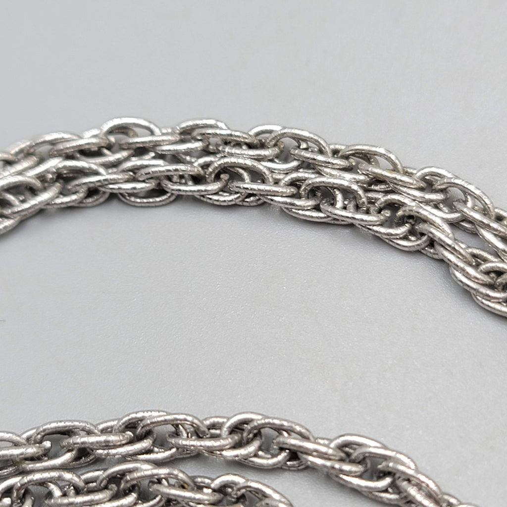 Vintage Statement Chain Necklace Estate Costume Jewelry Silver tone 24"