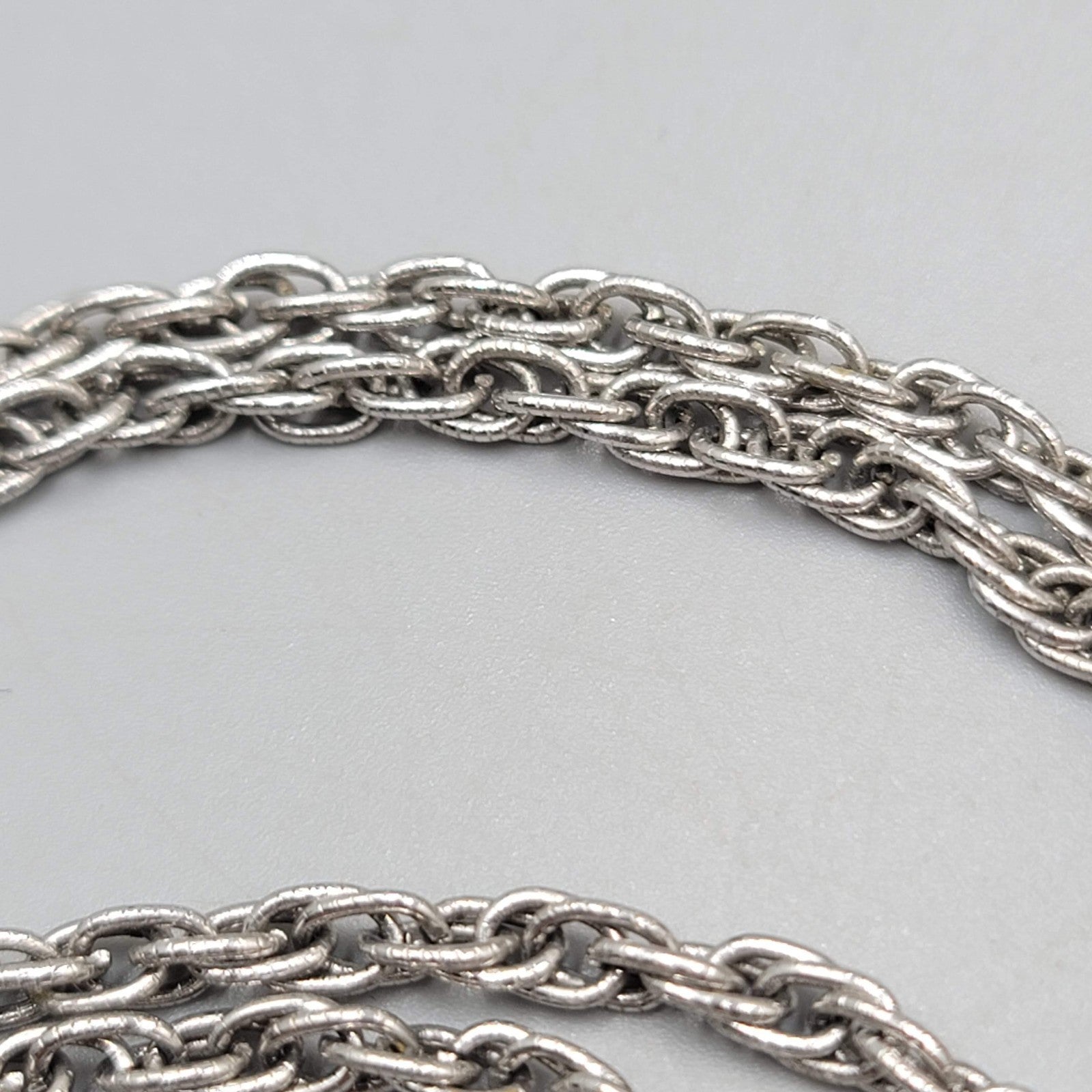Vintage Statement Chain Necklace Estate Costume Jewelry Silver tone 24"