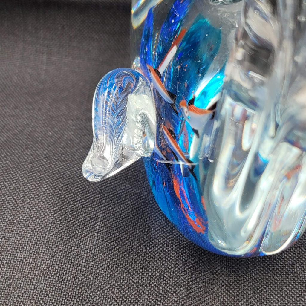 Multicolor Glass Fish Paperweight with Fish Inside Large Heavy 7"