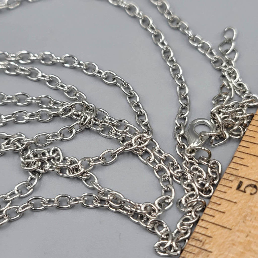 Lanyard Necklace Silver tone Keychain Necklace 36"