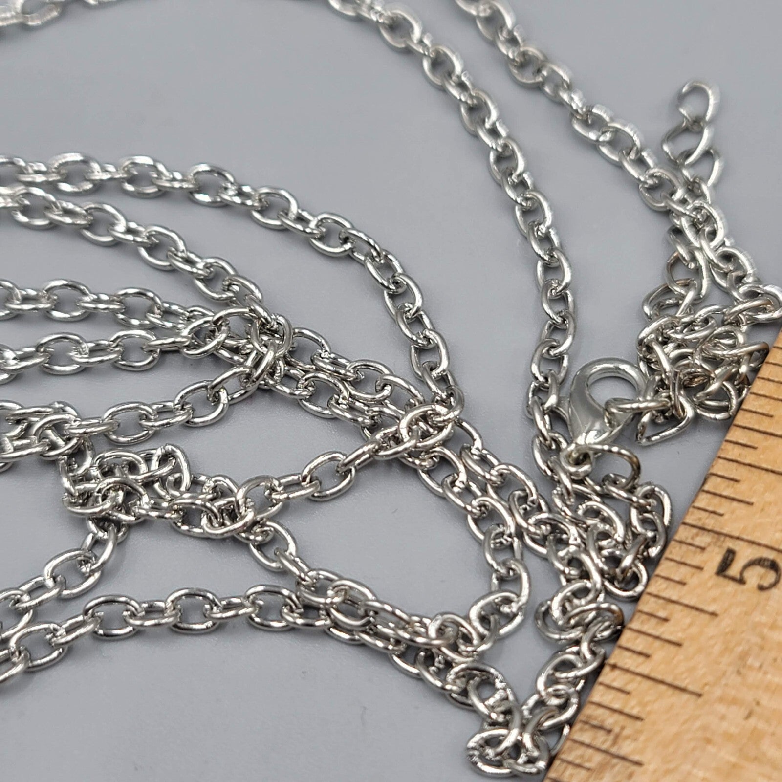 Lanyard Necklace Silver tone Keychain Necklace 36"