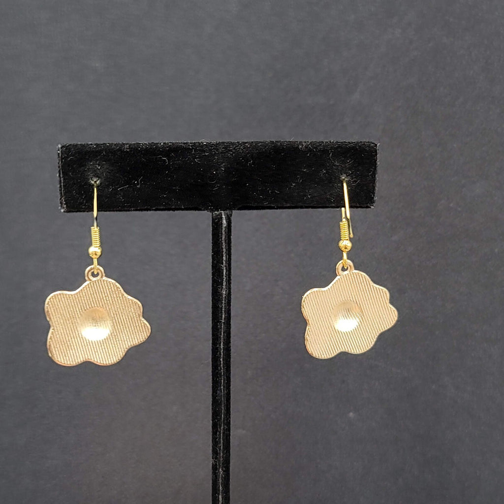 Pierced Earrings Enamel over Metal Gold tone Fried Egg 7/8"