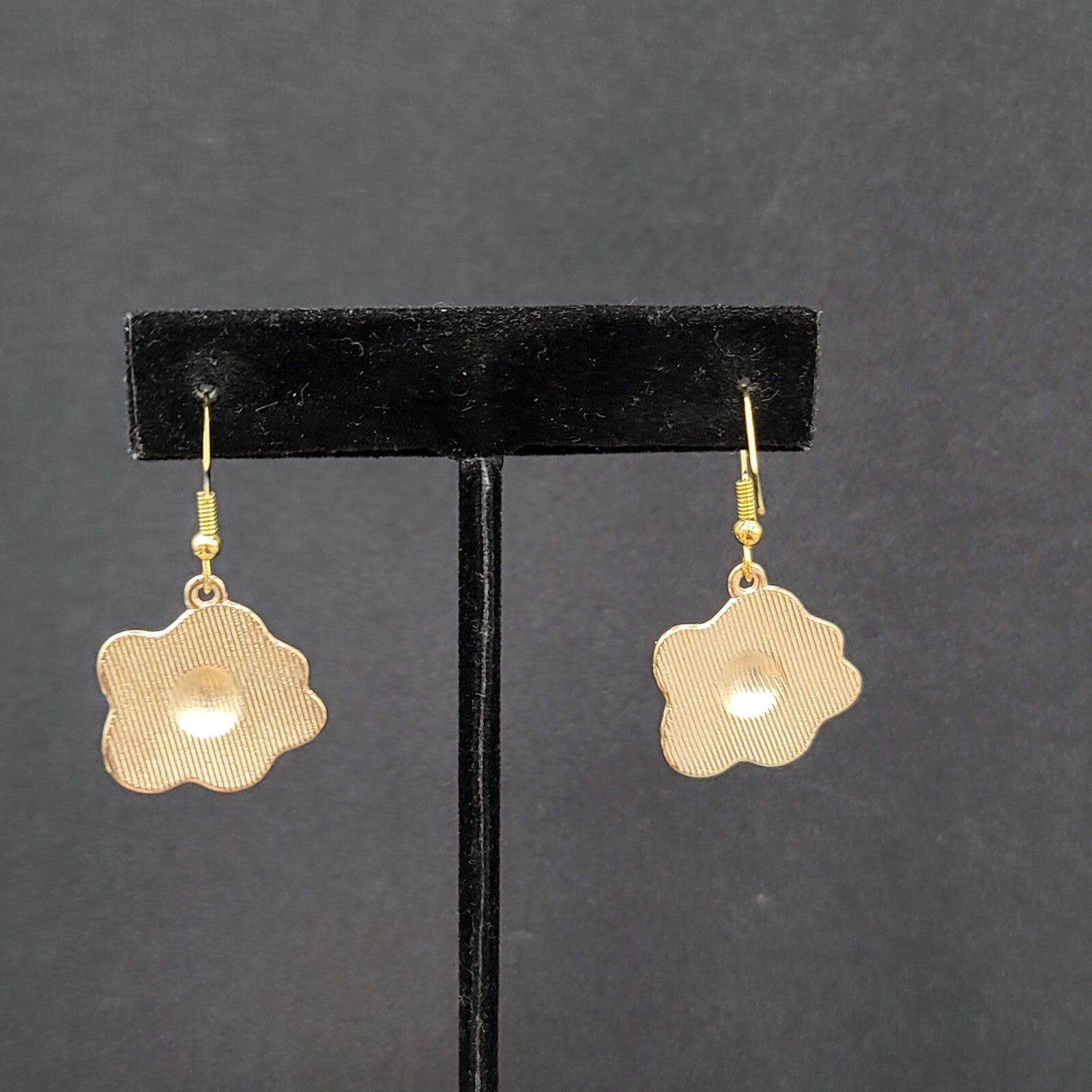 Pierced Earrings Enamel over Metal Gold tone Fried Egg 7/8"