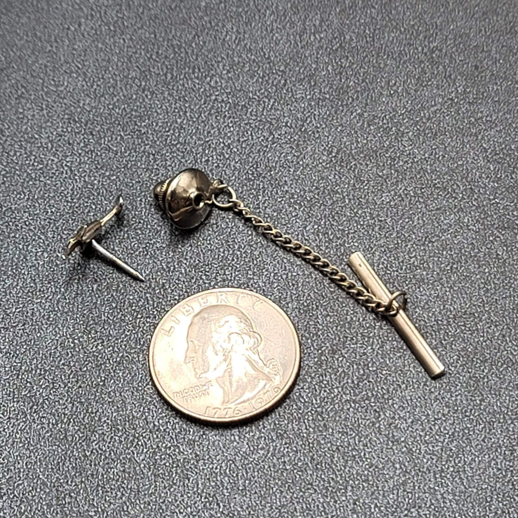 Vintage Tie Tack Lapel Pin Golf Flag Martini Silver tone 5/8"