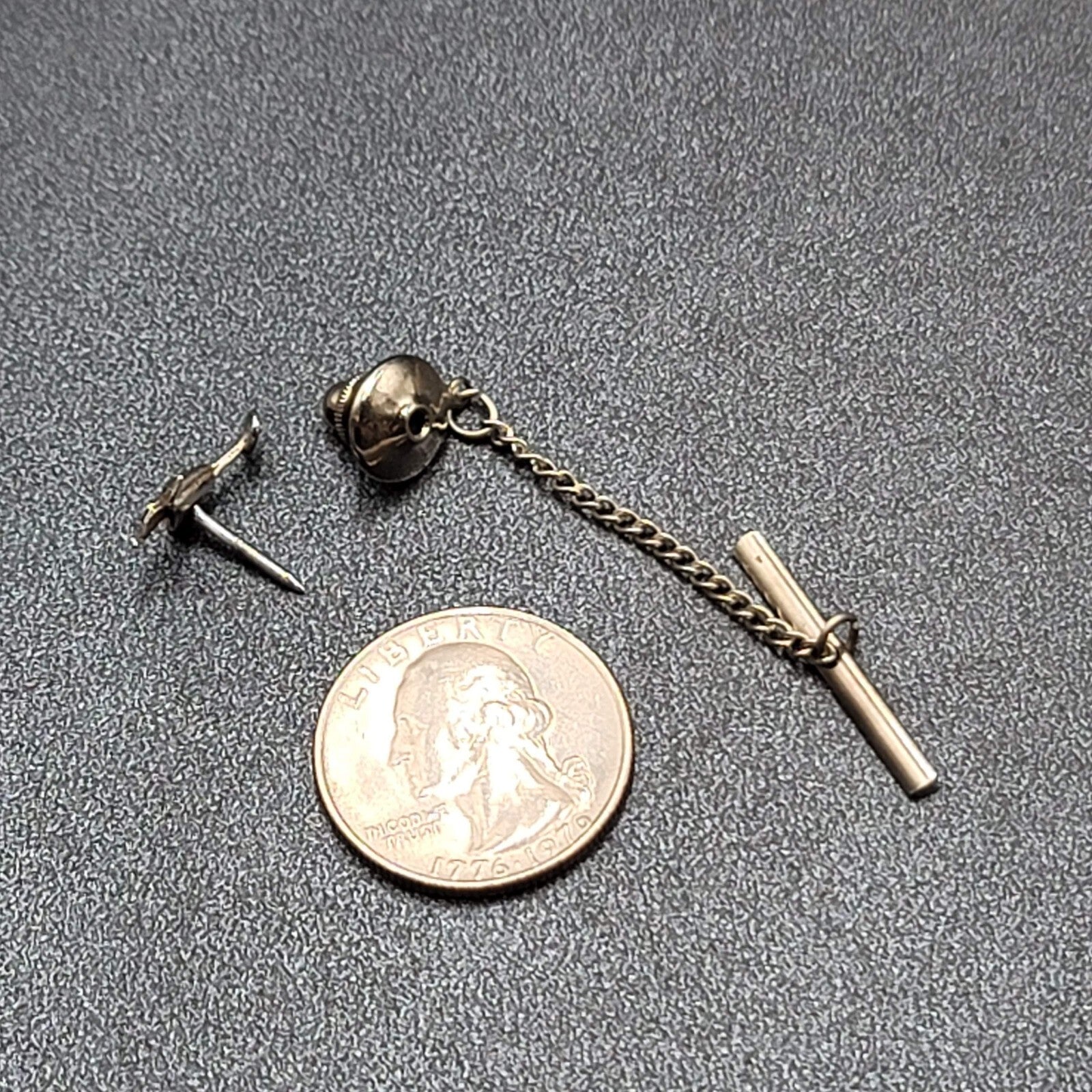 Vintage Tie Tack Lapel Pin Golf Flag Martini Silver tone 5/8"