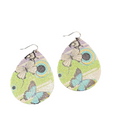 Pierced Earrings Silver tone Textured Butterfly  Teardrop Dangle 2"