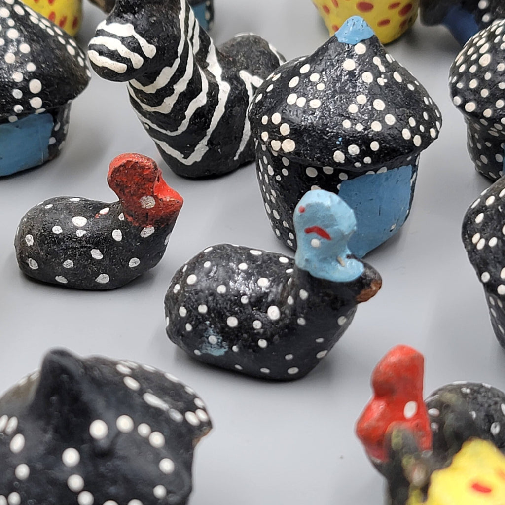 Clay Pottery Figures African Hand made Hand painted Lot Artisan Souvenir