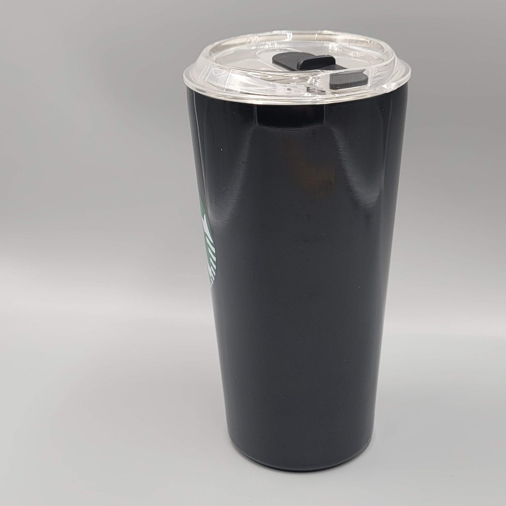Starbucks Metal Tumbler Black Green Mermaid Logo Secure Sliding Top 18 oz