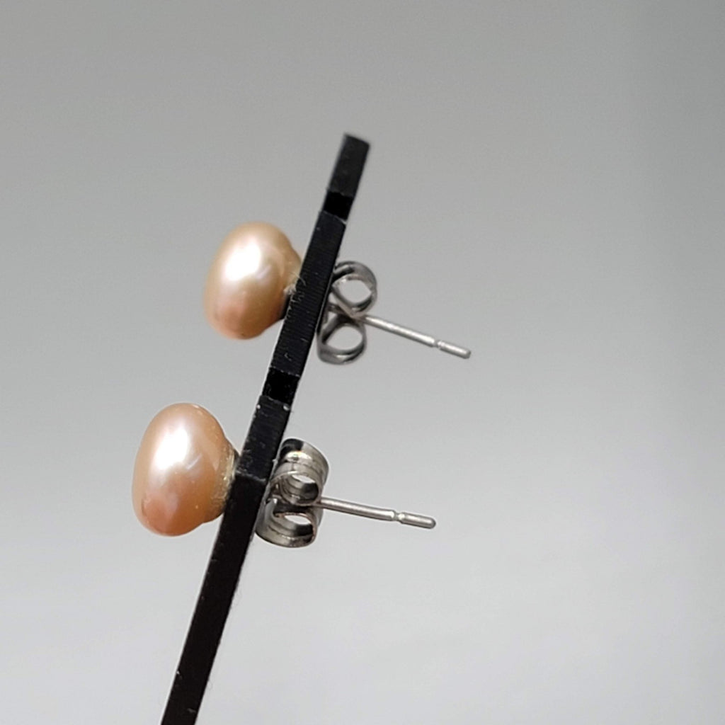 Pink Pearl Studs Pierced Earrings 1/4"
