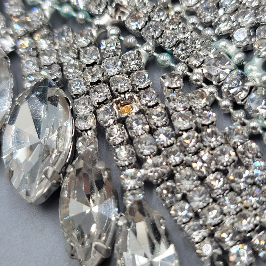 Crystal Rhinestone Applique Leaf 6.5" x 2.25"