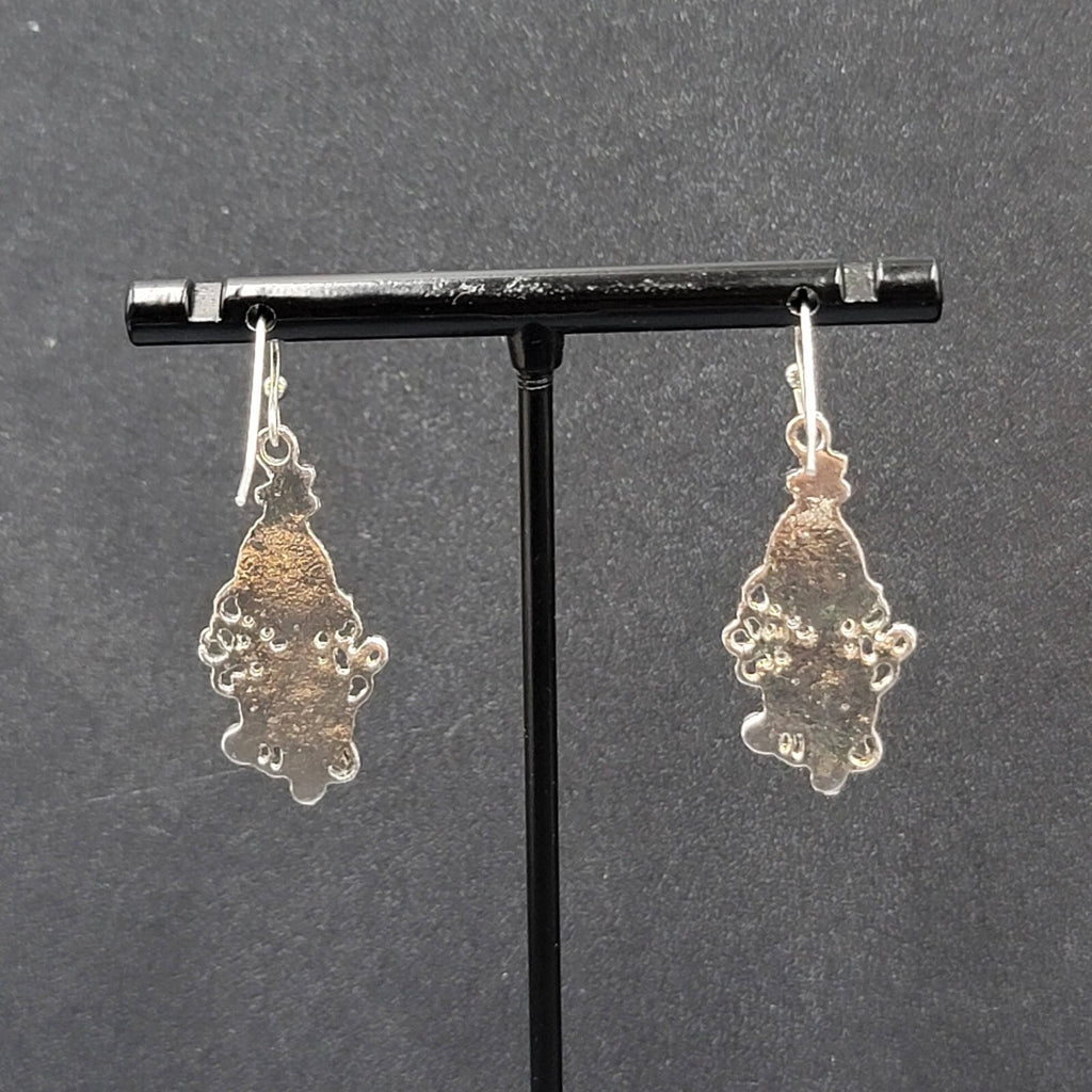 Pierced Earrings Silver tone Blue Yellow Teardrop Crystals  1 1/8"