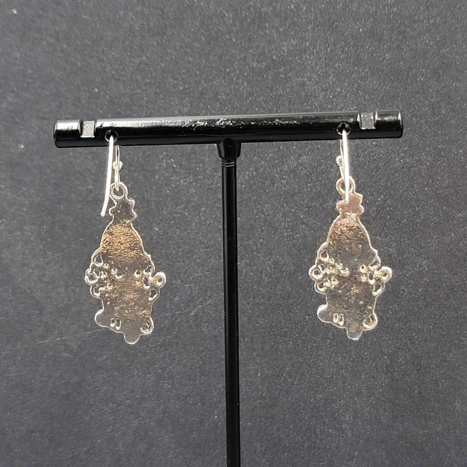 Pierced Earrings Silver tone Blue Yellow Teardrop Crystals  1 1/8"