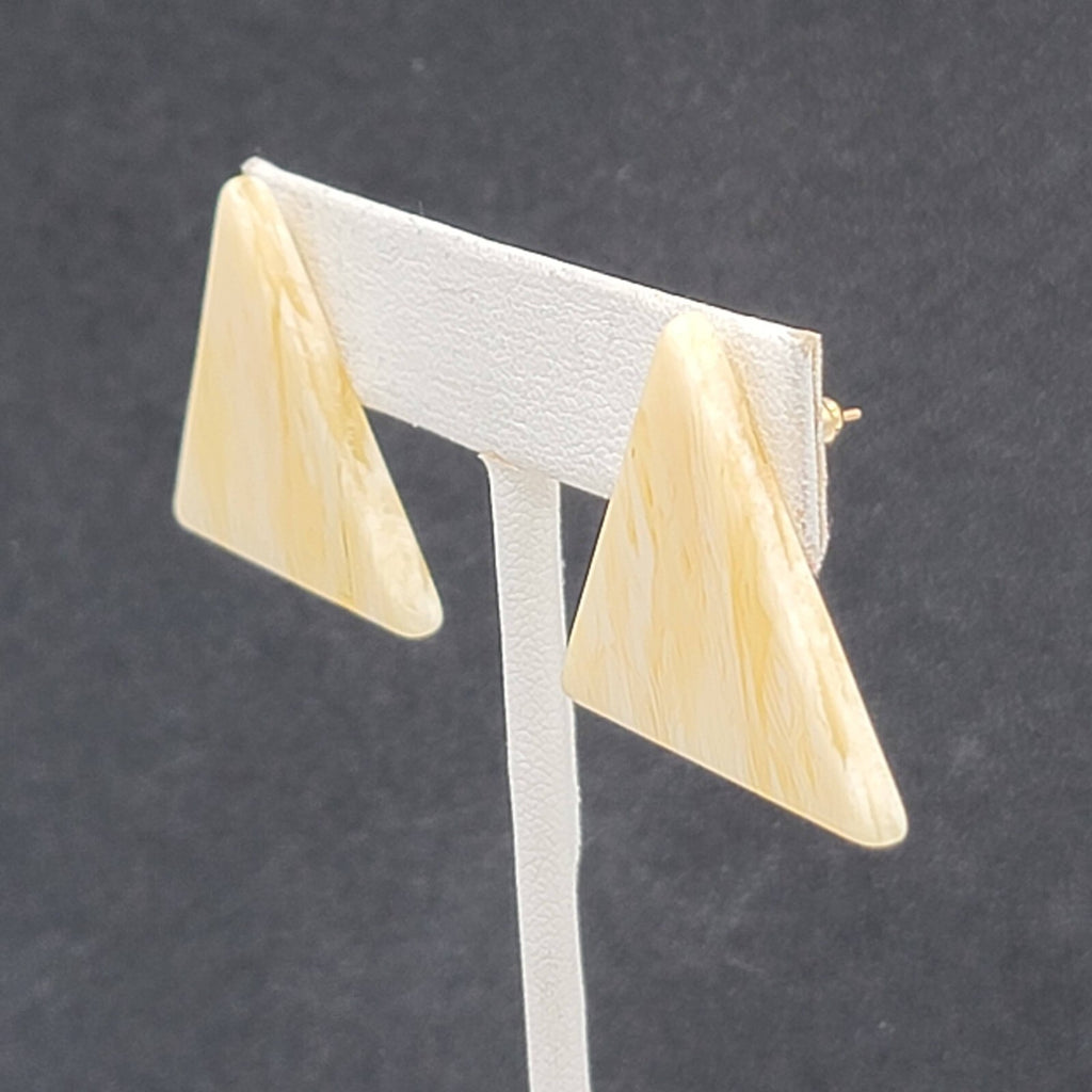 Vintage Pierced Earrings Resin Translucent Triangle Drop 1"