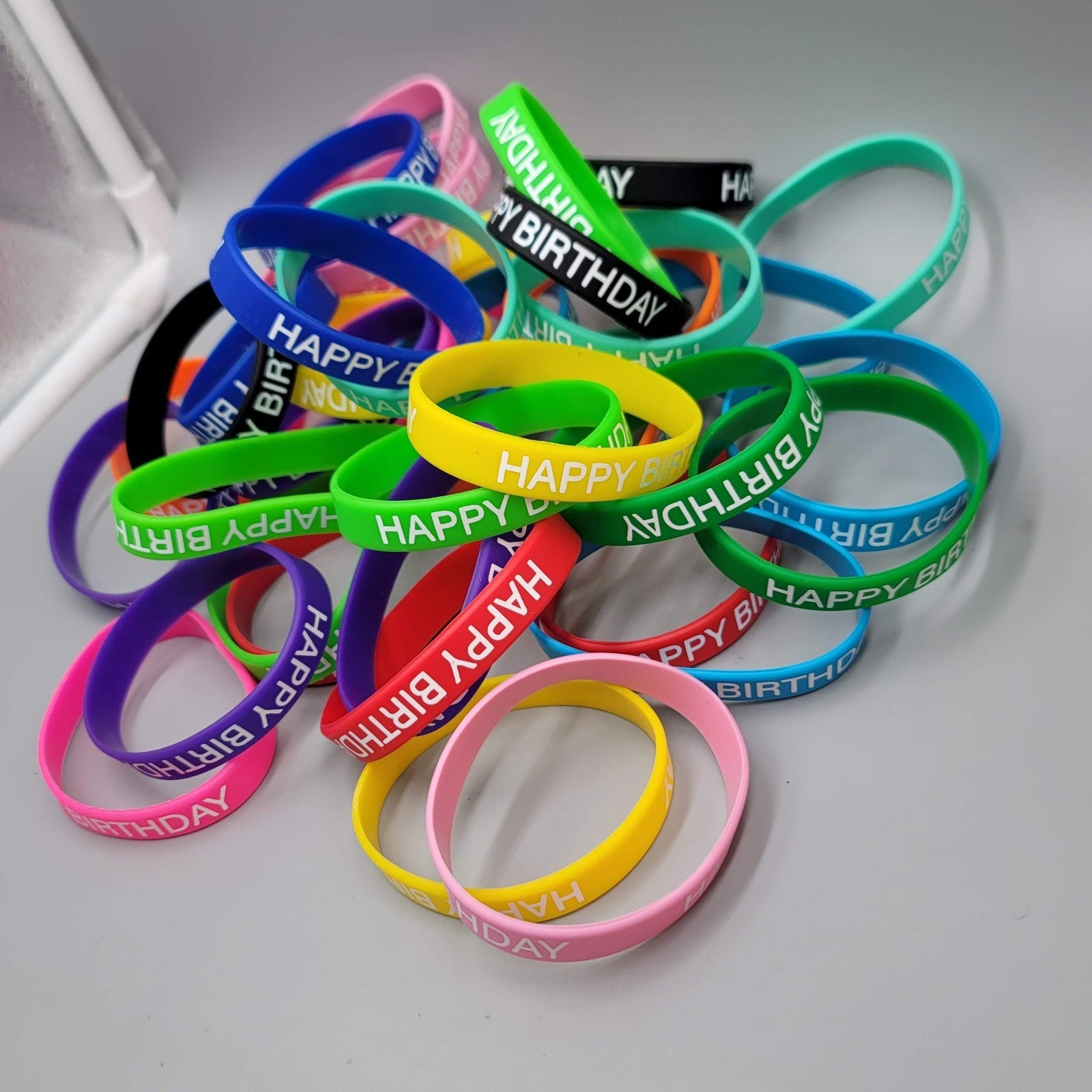 LOT of 40 Happy Birthday Wristbands Bright Colors
