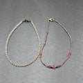 Sterling Silver Anklets Lot of 2 Pink Cleat Bi-cone Crystal Beads 9.75"