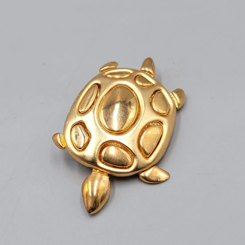 Vintage Turtle Brooch Gold Plated 
