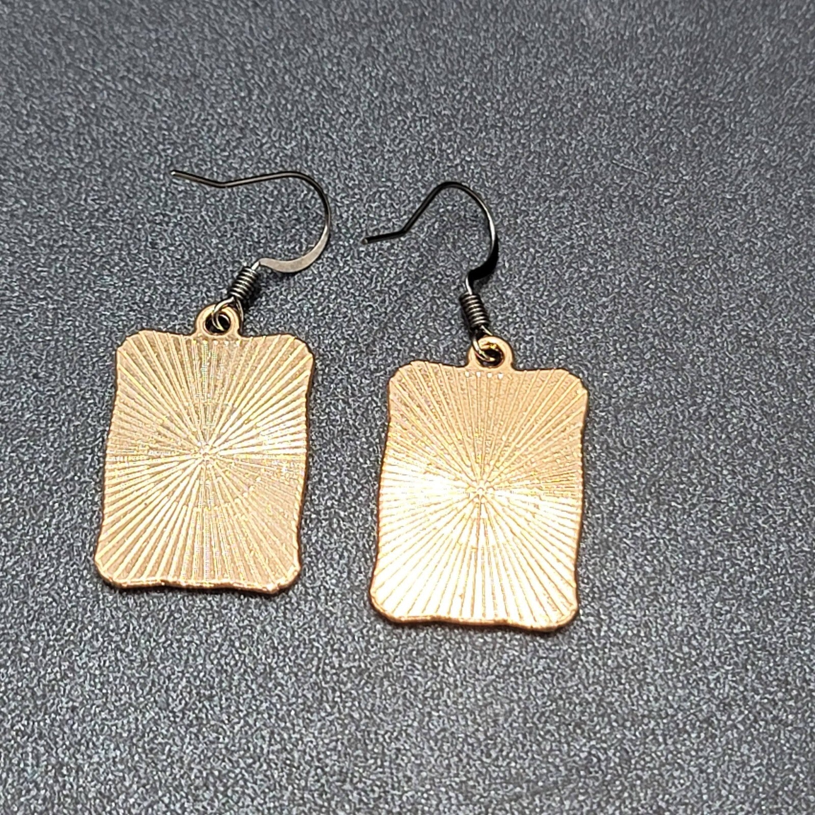 Tarot Card Pierced Earrings The LOVERS Sun and Moon Gold tone Black 1"