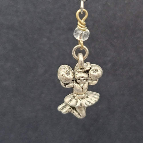 Cheerleader Pierced Earrings Silver tone Beaded Dangle 1.25"