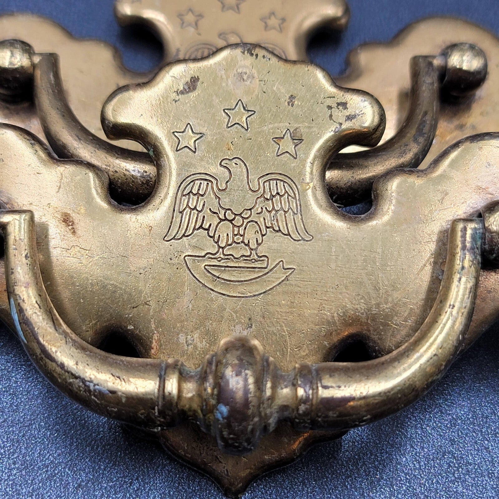 Vintage Lot of 8 Drawer Drop Pulls Cabinet Pull Handles Patriotic Eagle 3"