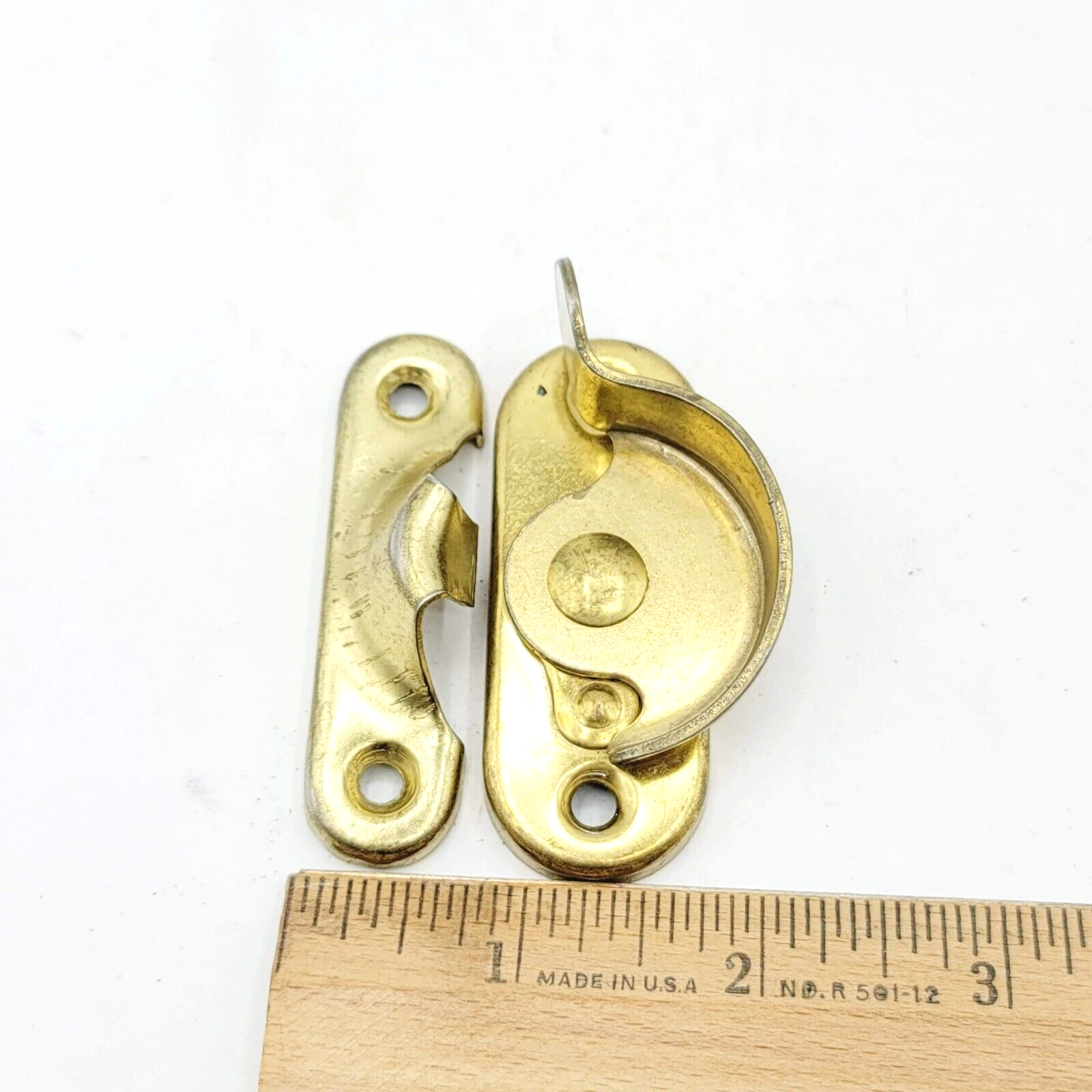 Vintage Brass Window Sash Lock with Catch Keeper  Salvage Reclaimed 57