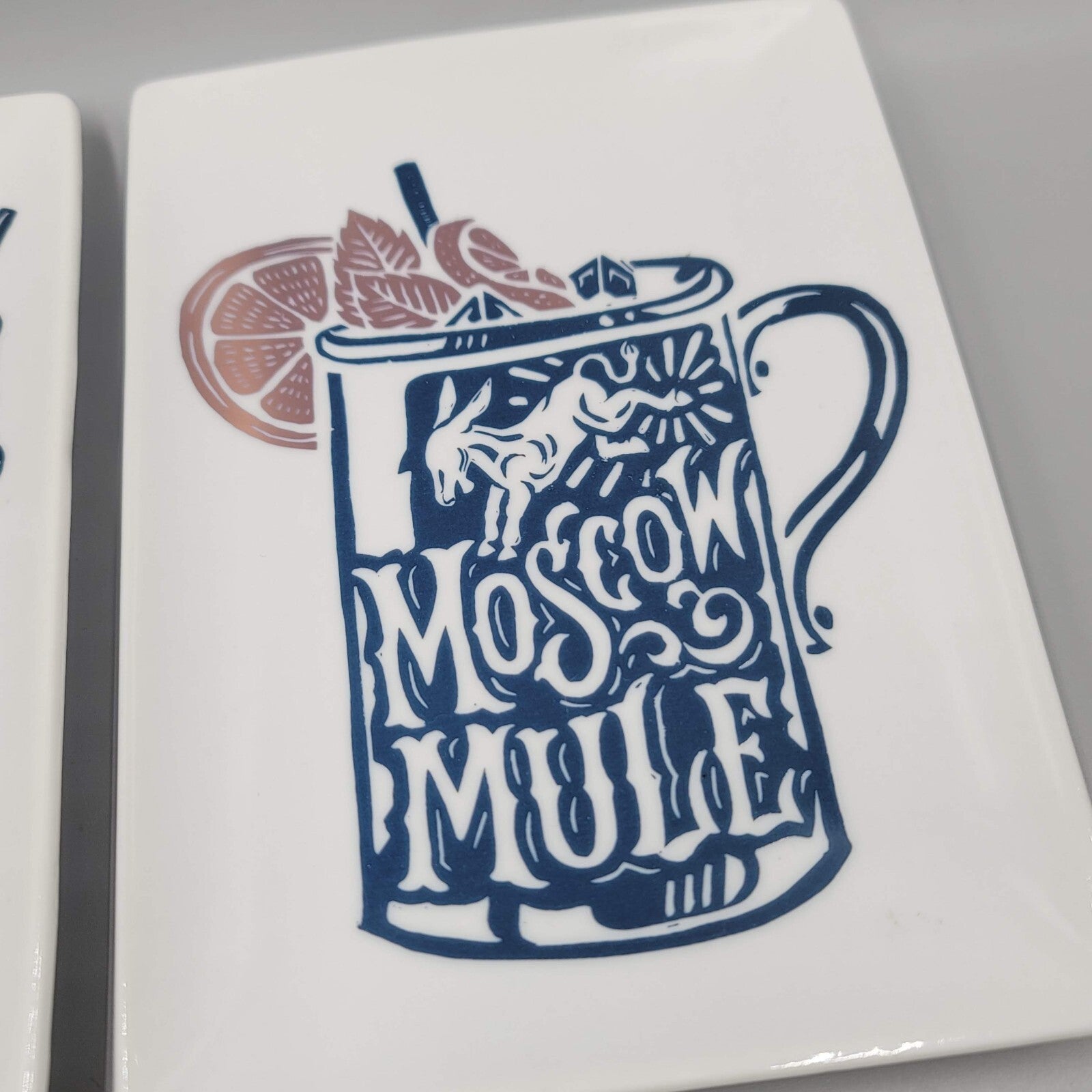 CRATE & BARREL Set Of Two DERRICK CASTLE Plate ZOMBIE MOSCOW MULE