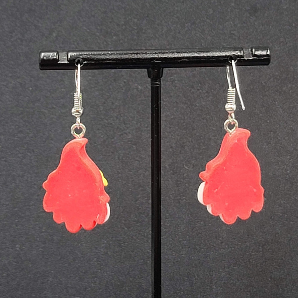 Gnome Christmas Pierced Earrings Puffy 3D Dangle 1 1/8"