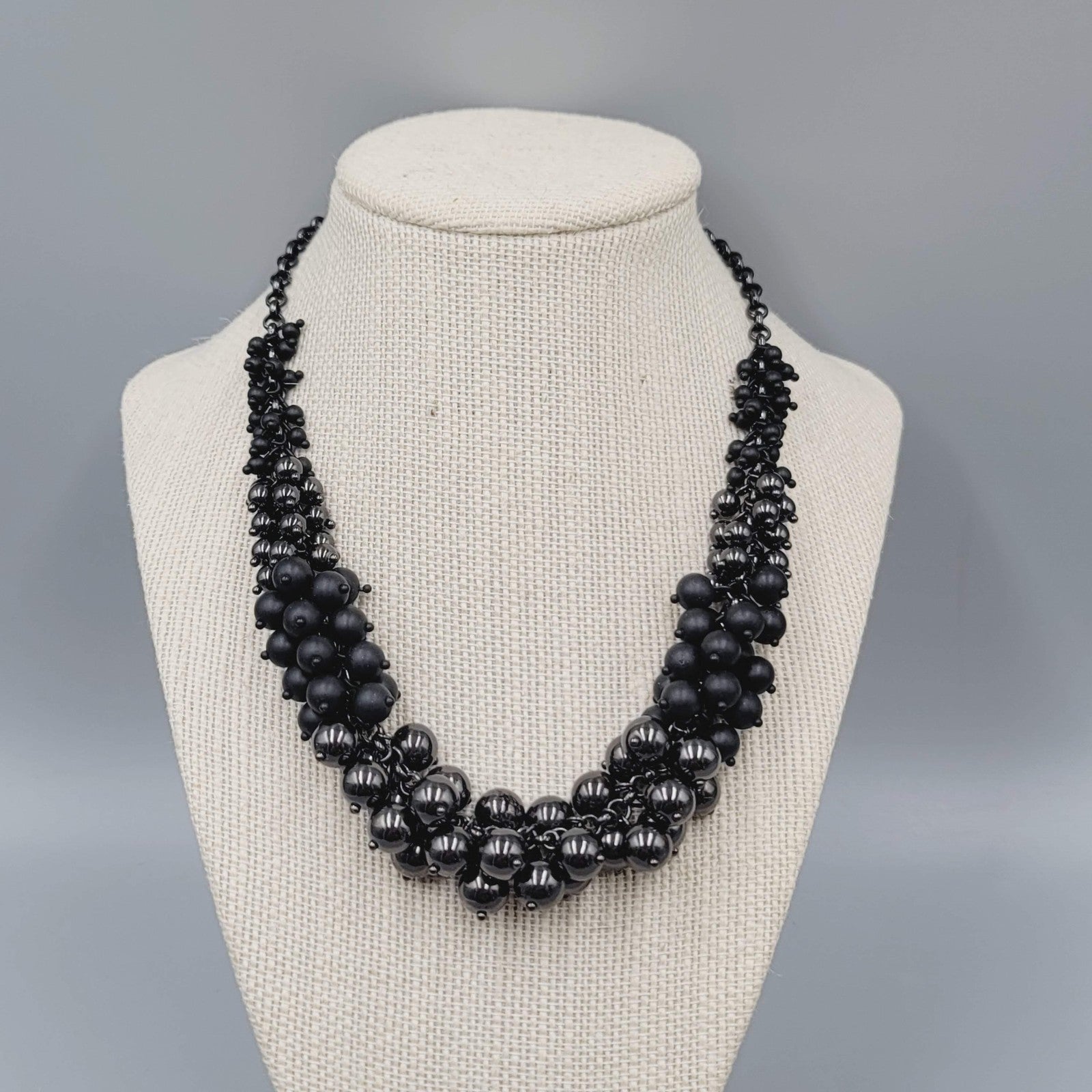 J Crew Statement Necklace Clustered Beads Adjustable Chain 16"-19"