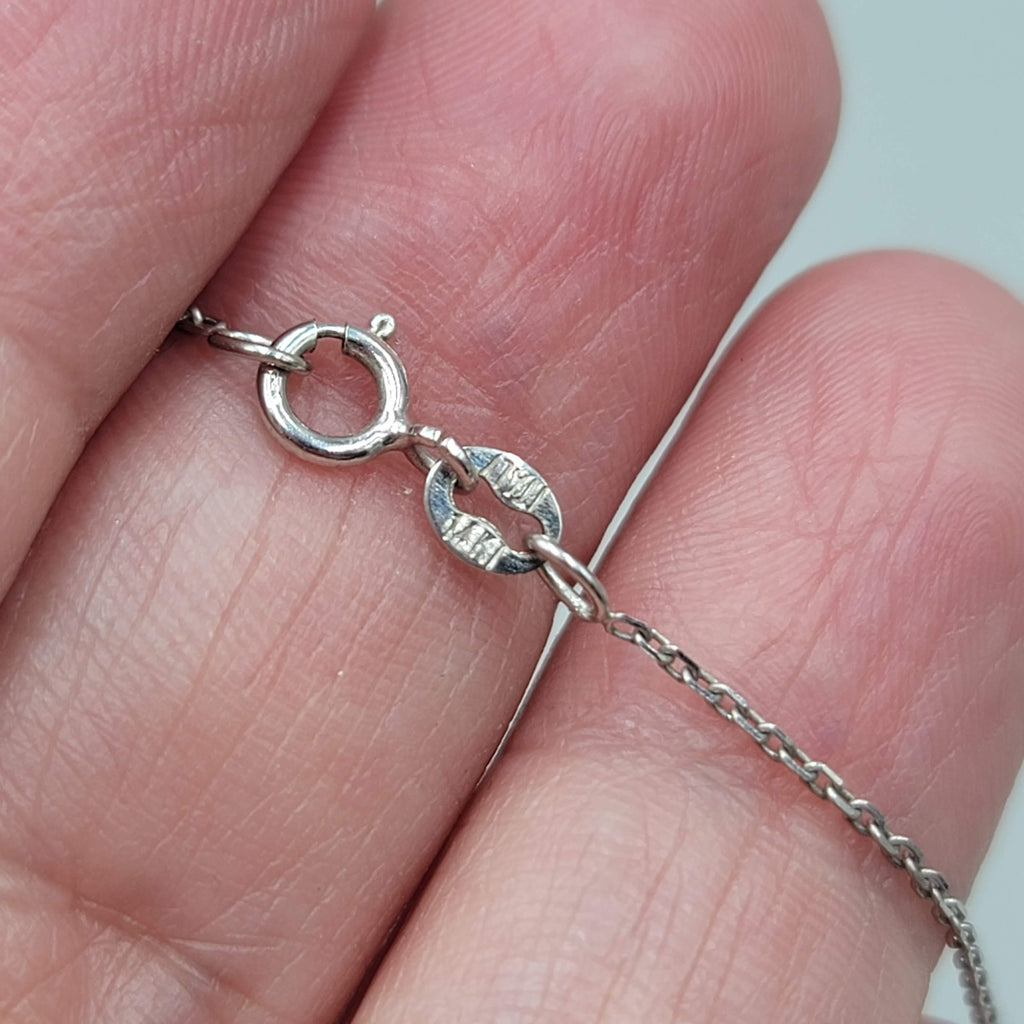 14K White Gold 5mm Tahitian Peacock Pearl Station Chain Necklace 17" long