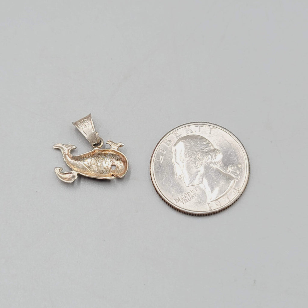 Vintage Sterling Silver Whale Pendant Made in Mexico 5/8"