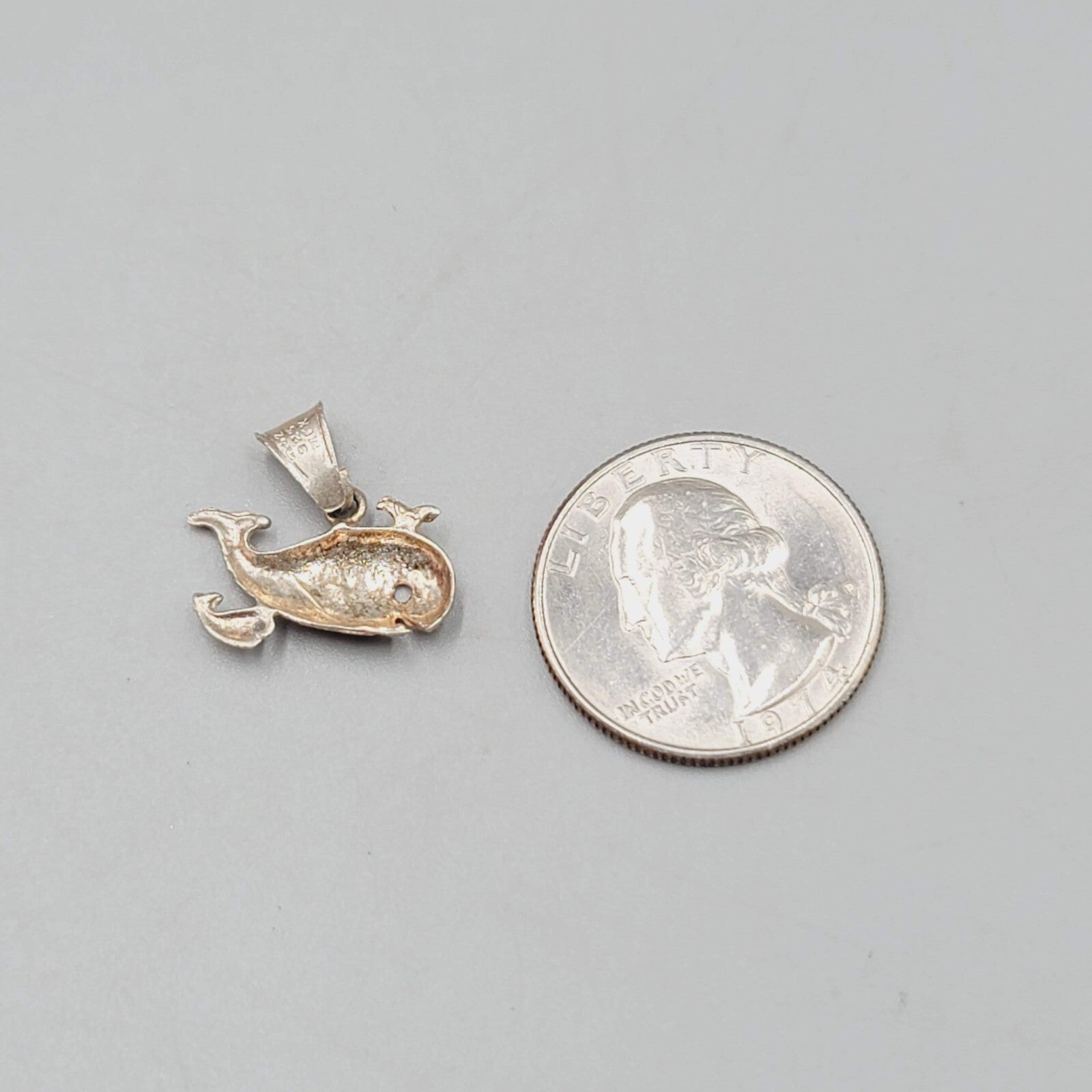 Vintage Sterling Silver Whale Pendant Made in Mexico 5/8"