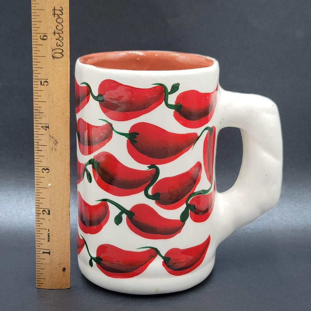 Mexico Clay Coffee Mug Red Chili Peppers Handmade Souvenir