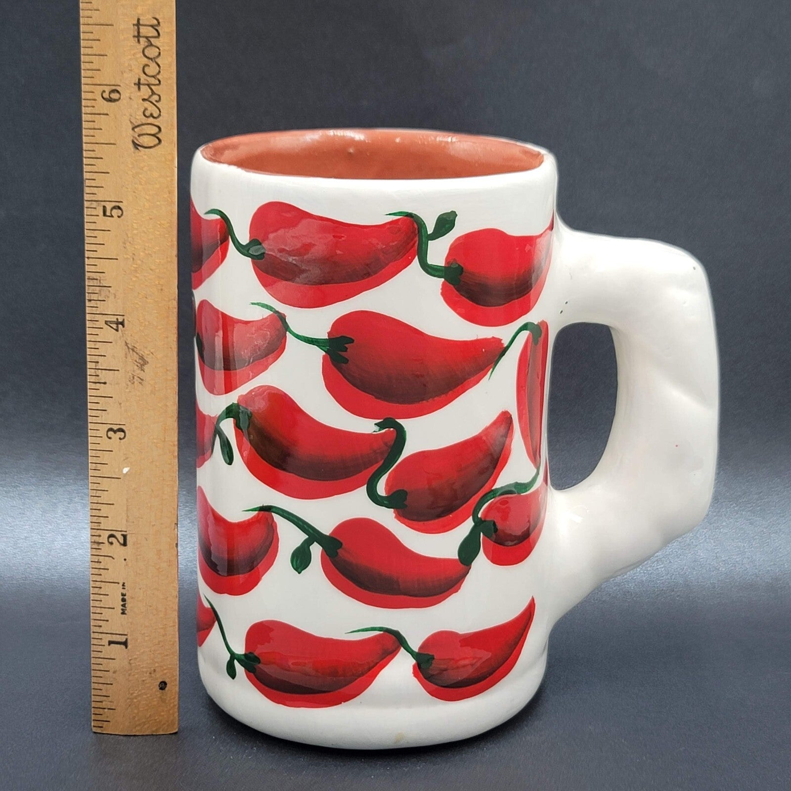 Mexico Clay Coffee Mug Red Chili Peppers Handmade Souvenir