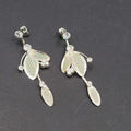 Mesh Rhinestone Pierced Earrings Silver tone Dangle  2 1/8"