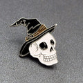 Skull Enamel Lapel Hat Pin Witch Pentagram Candle Halloween 1.5"