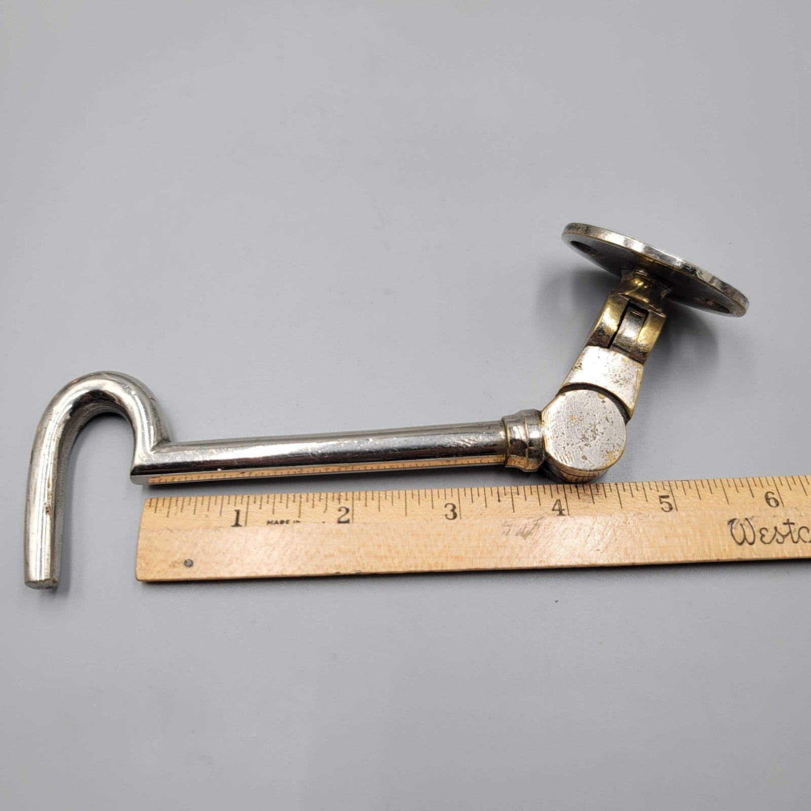 Vintage Heavy Duty Gate Hook Silver tone Pivots Salvage Hardware