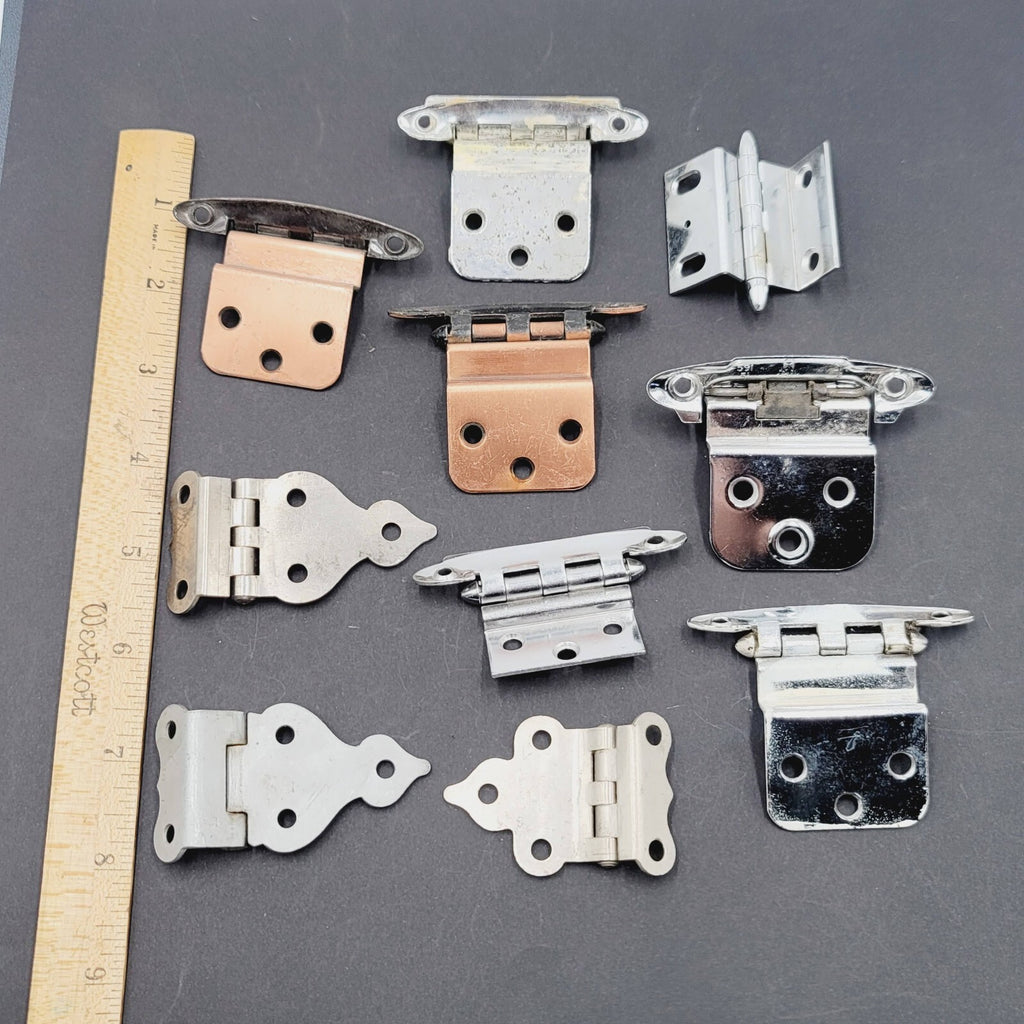 LOT of 10 Vintage Reclaimed Used Cabinet Offset Hinges Mix Lot All Salvaged