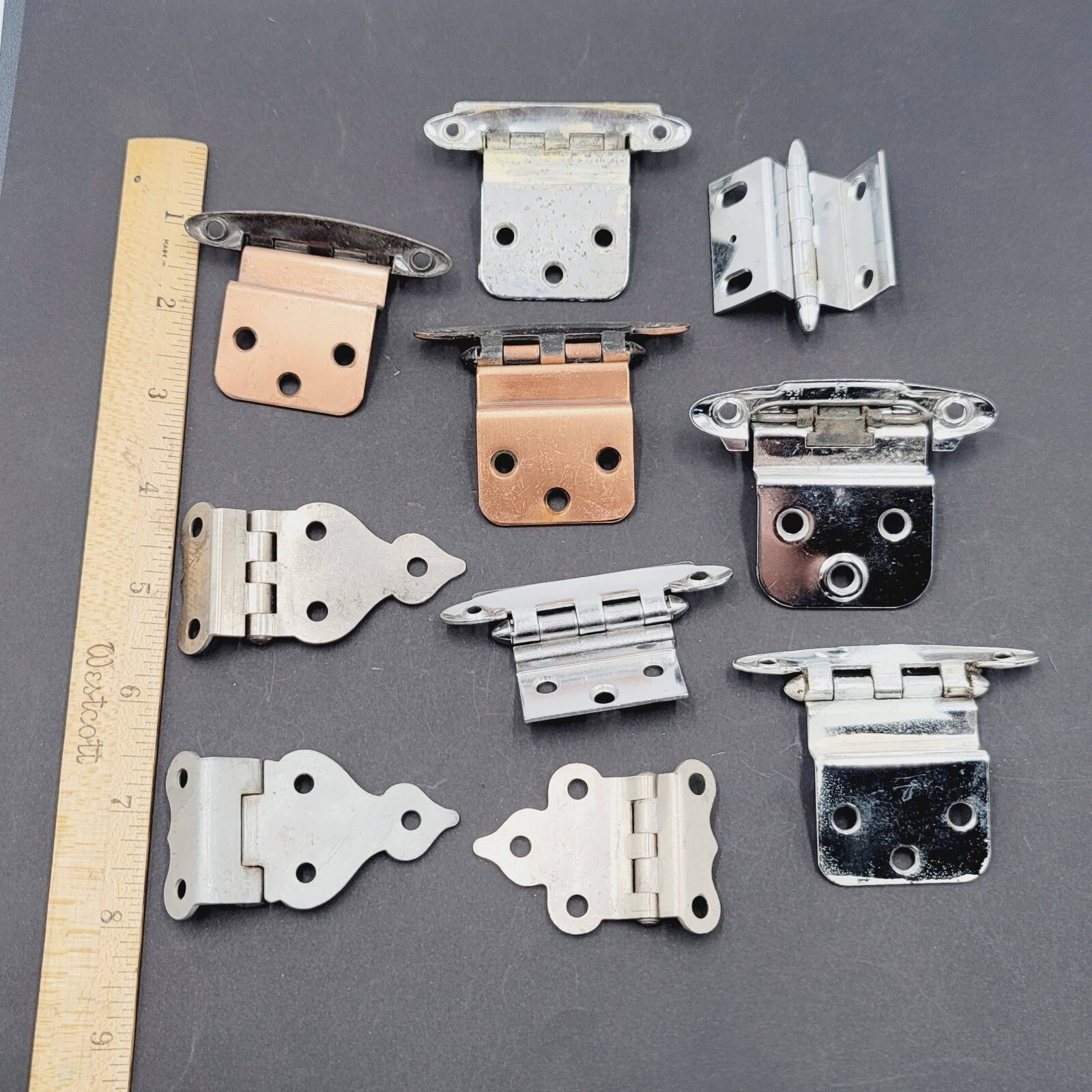 LOT of 10 Vintage Reclaimed Used Cabinet Offset Hinges Mix Lot All Salvaged