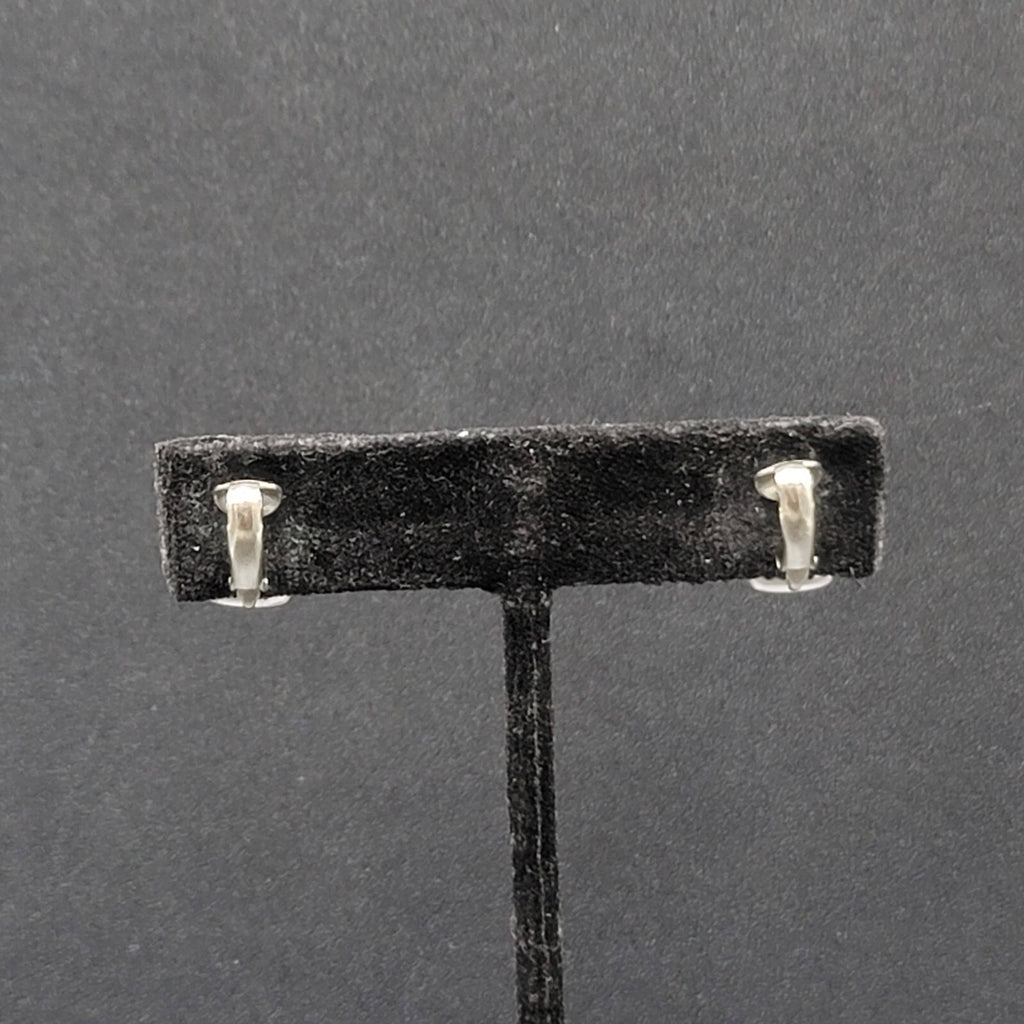 Vintage Clip on Earrings Polished Silver Plated Rectangle Studs 5/8"