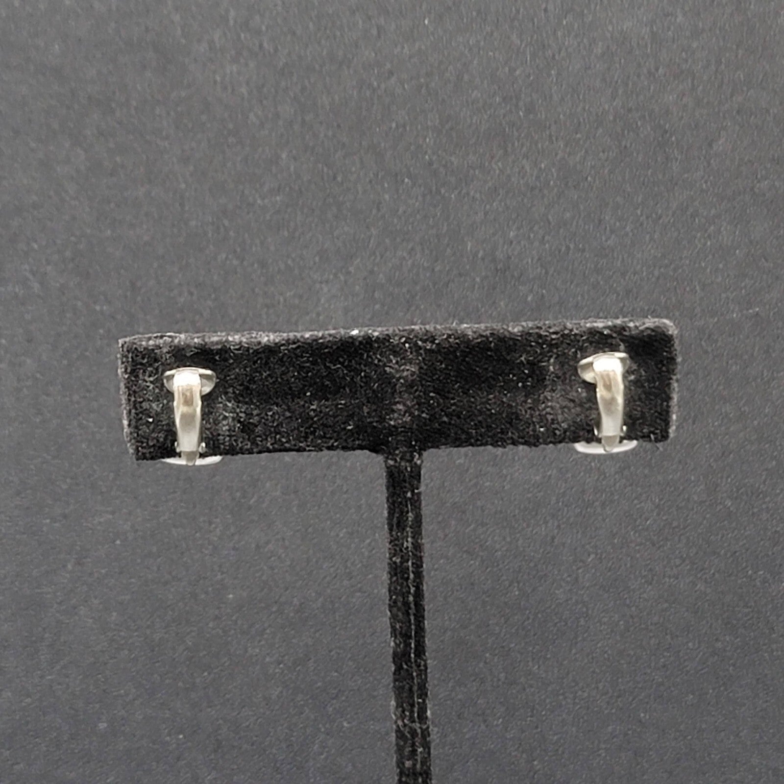 Vintage Clip on Earrings Polished Silver Plated Rectangle Studs 5/8"