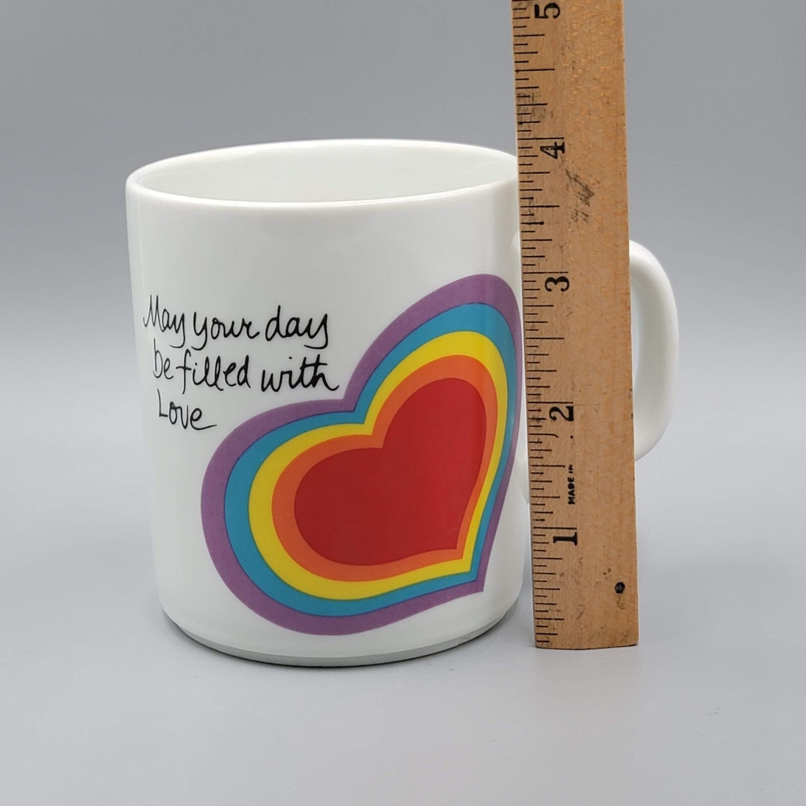 Vintage Avon Rainbow The Love Mug Coffee Cup Rainbow Heart 1983 Easter