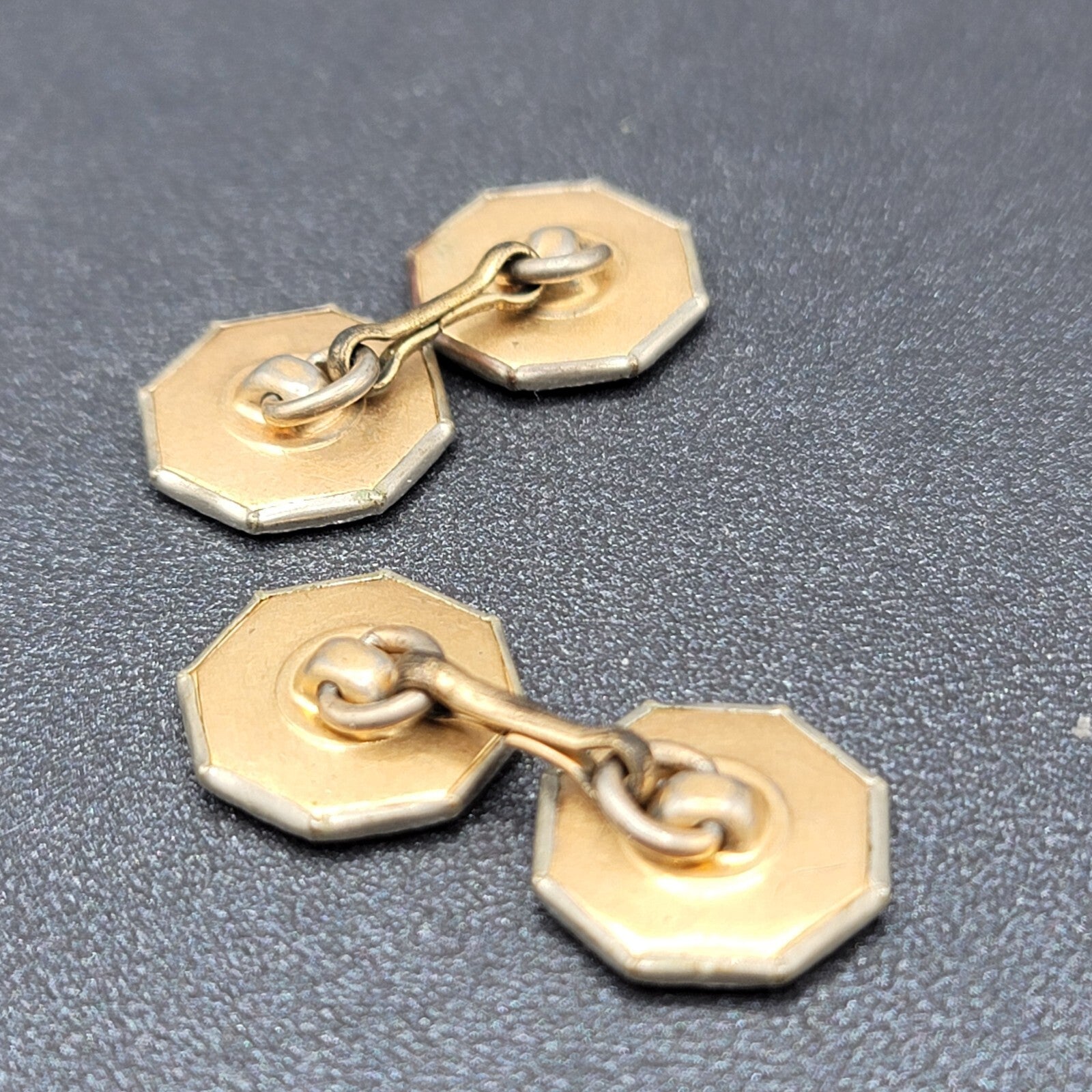 Vintage Mother of Pearl Abalone Cuff Links Silver tone Estate Costume Jewelry