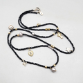 AEO American Eagle Outfitters Necklace Black Seed Bead Gold tone Charms Long 36"
