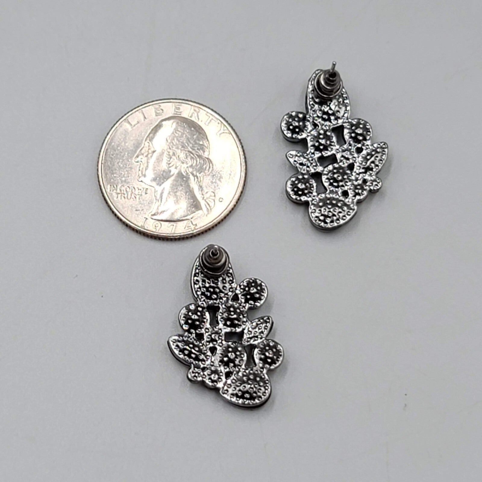 Black Rhinestone Drop Pierced Earrings Sparkly 1"